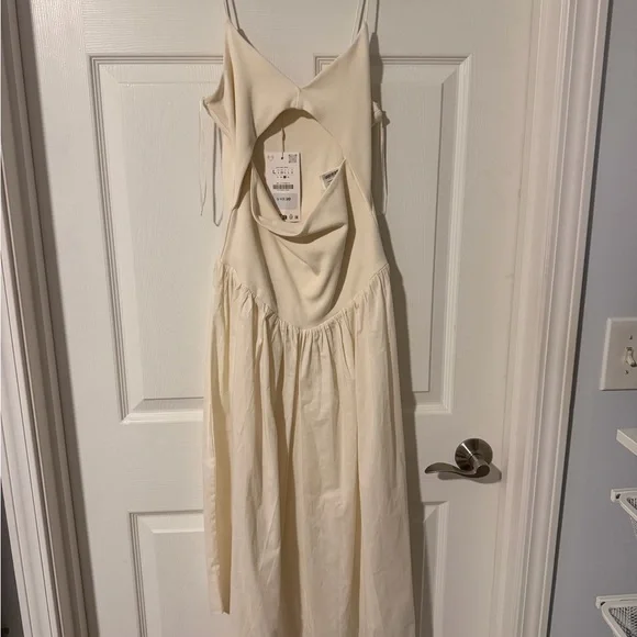 Zara White Cutout Midi Dress - Picture 4 of 6